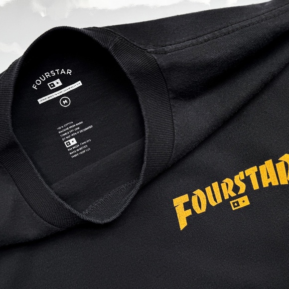 Fourstar Clothing x Thrasher Mag T-Shirt Size Medium Black Skateboarding 90s Y2k - Picture 2 of 6